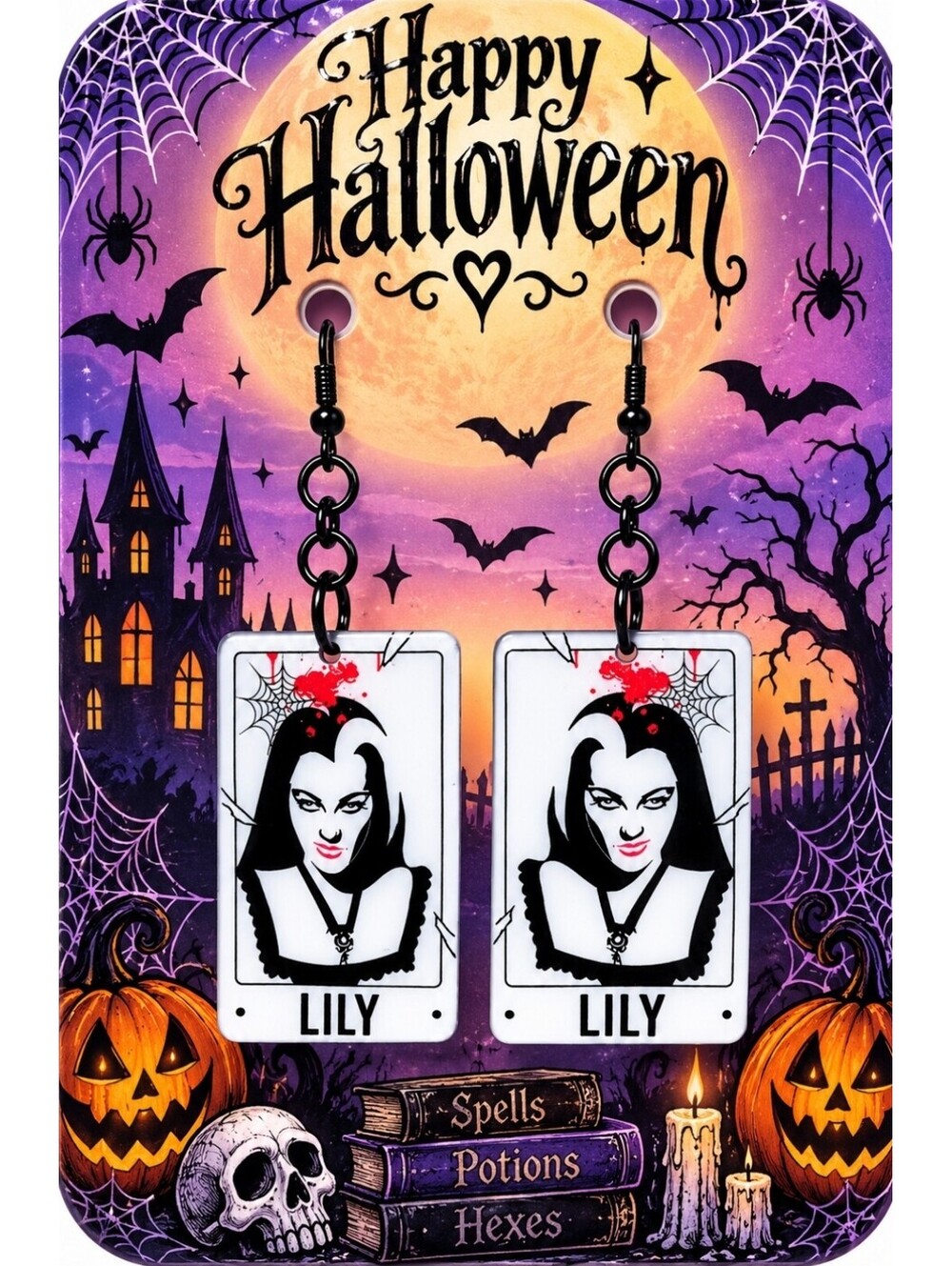 The Munsters Nostalgic Halloween Haunted House Lily Munster Earrings